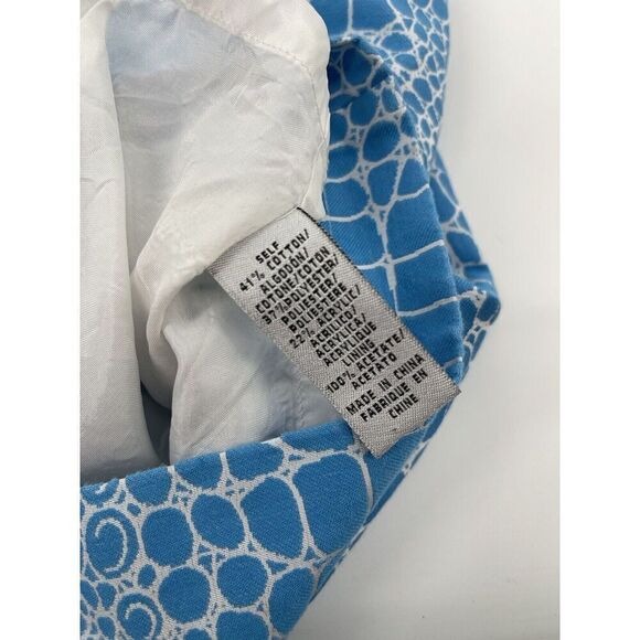 Tibi Mini Shift Racerback Dress Blue White Crocodile Print Women’s Size 2 - Picture 8 of 8